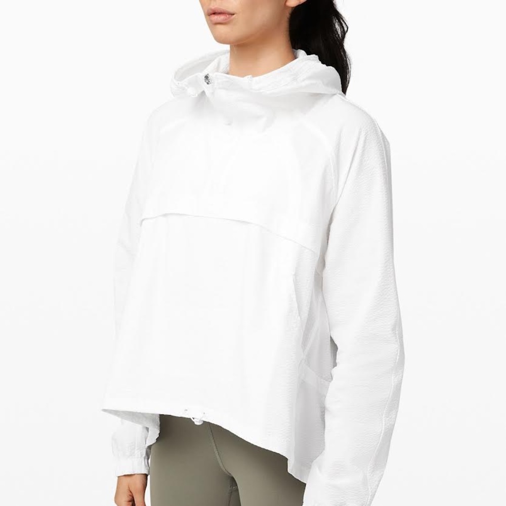 Lululemon Seeks Vistas half zip pullover jacket in seersucker white